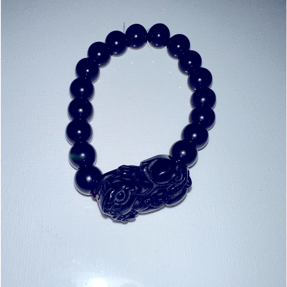 Feng shui bracelet, black obsidian, unisex